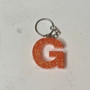 Glittery Orange G Keychain